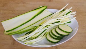 Zucchini rounds planks and julienne